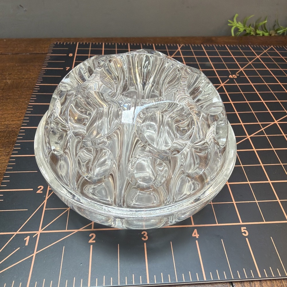 Vintage Reims France 19 Hole Clear Glass Flower Frog